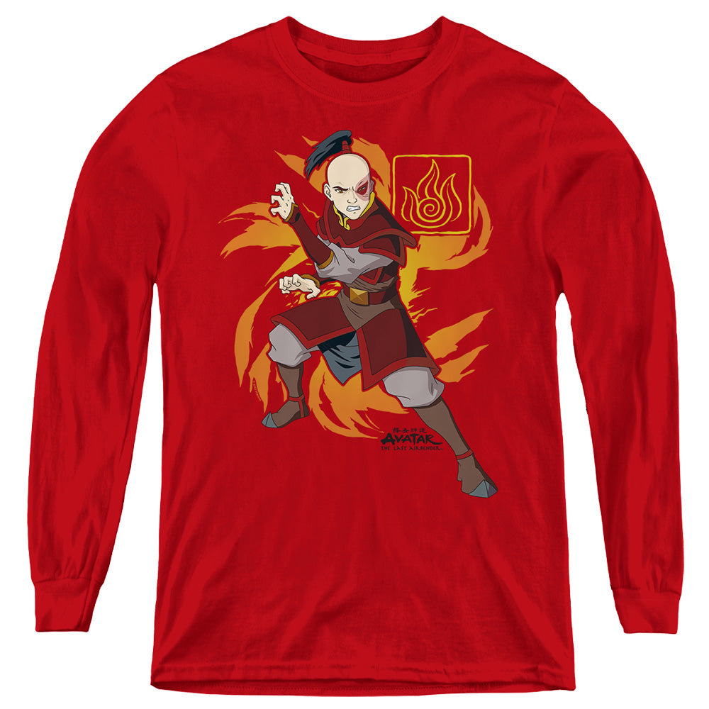 Avatar: The Last Airbender Zuko Flame Burst Youth Long Sleeve T-Shirt