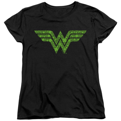 Wonder Woman St. Patrick's Day Shamrock Logo Womens T-Shirt