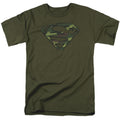 Superman Distressed Camo Shield Military Green T-Shirt