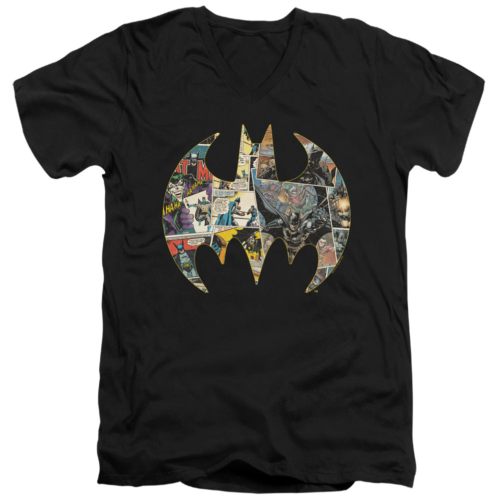 Batman Collage Shield V-Neck T-Shirt