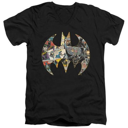 Batman Collage Shield V-Neck T-Shirt