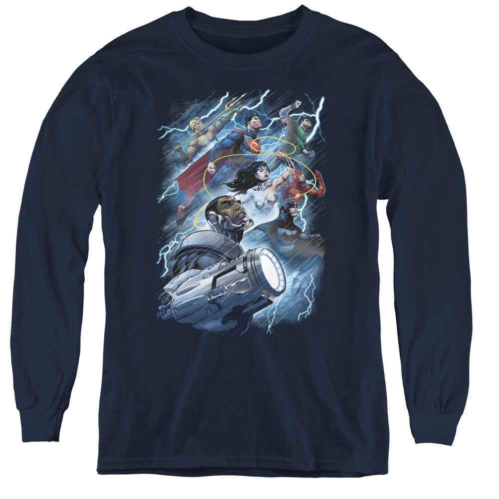 Justice League Ride The Lightening Youth Long Sleeve T-Shirt