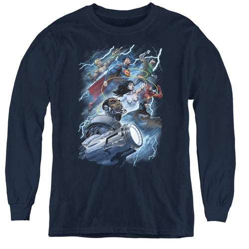 Justice League Ride The Lightening Youth Long Sleeve T-Shirt