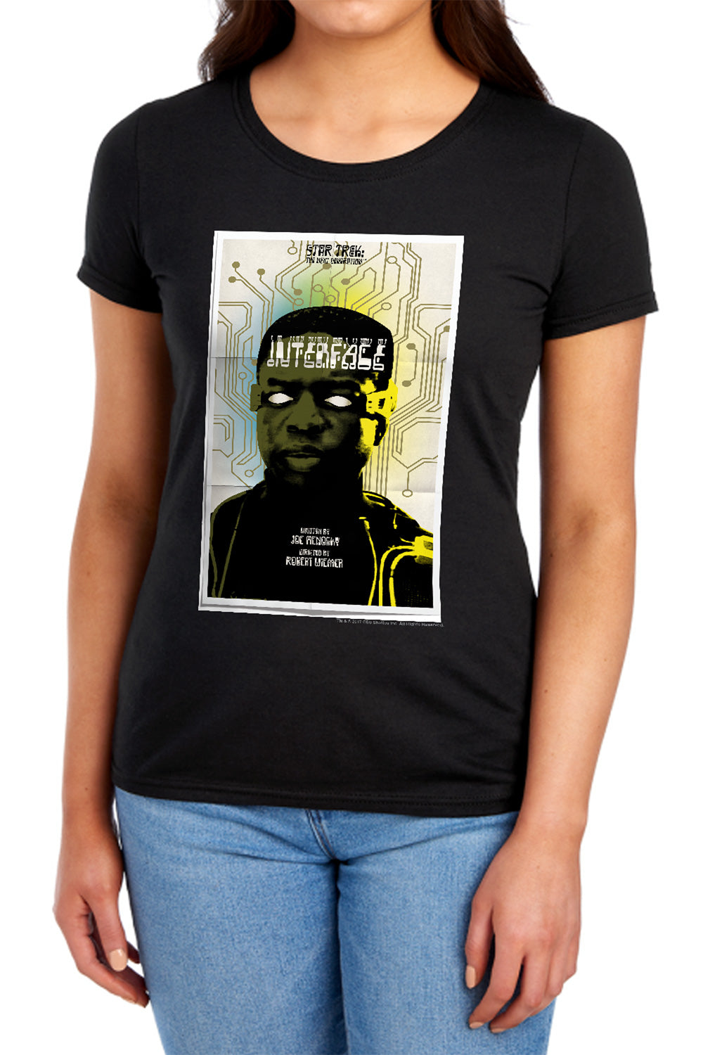 Star Trek Interface Black Womens T-Shirt