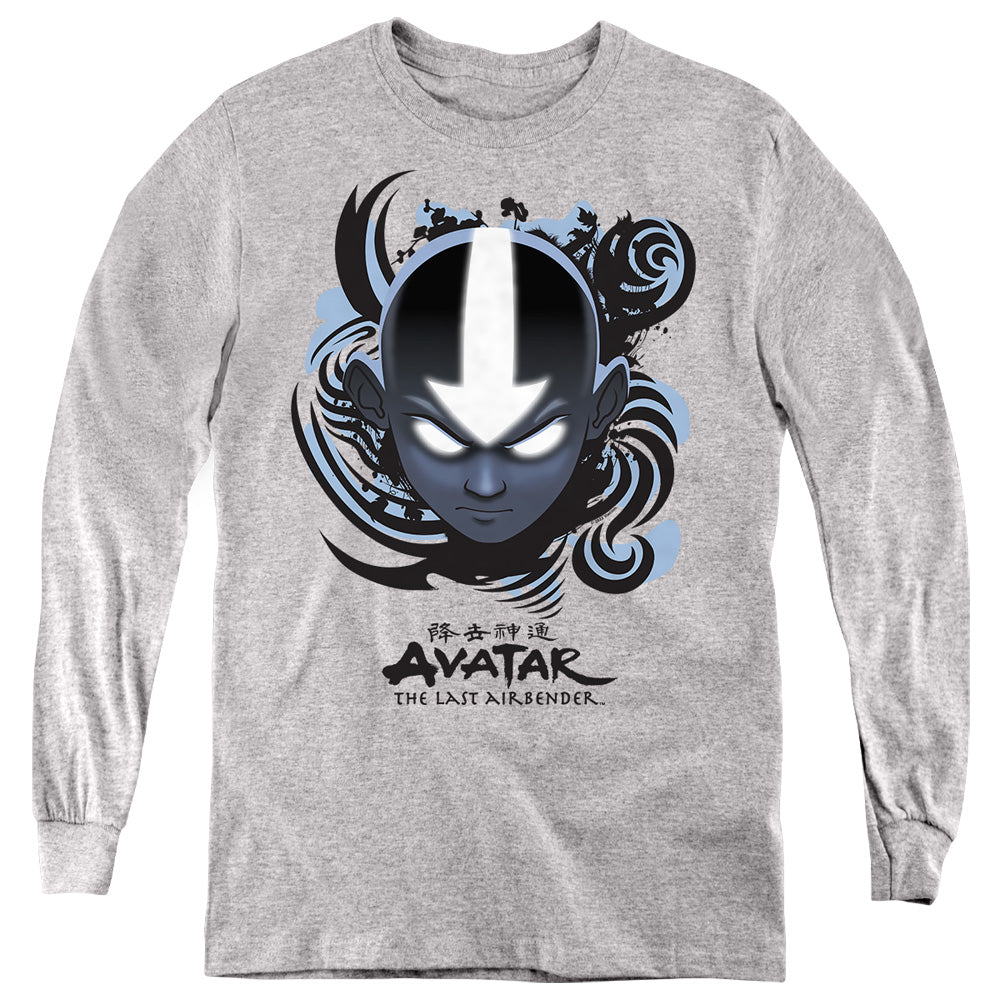 Avatar: The Last Airbender Airbender Blue And Black Kanji Youth Long Sleeve T-Shirt