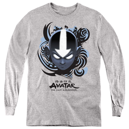 Avatar: The Last Airbender Airbender Blue And Black Kanji Youth Long Sleeve T-Shirt