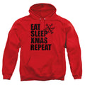 Christmas Eat Sleep Xmas Repeat Red Pullover Hoodie