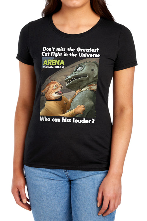Star Trek Cats Arena Cat Fight Womens T-Shirt