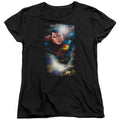 Superman In the Sky Womens T-Shirt