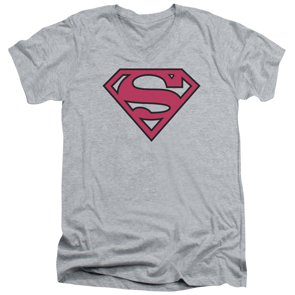 Superman Red & Black Shield Athletic Heather V-Neck T-Shirt
