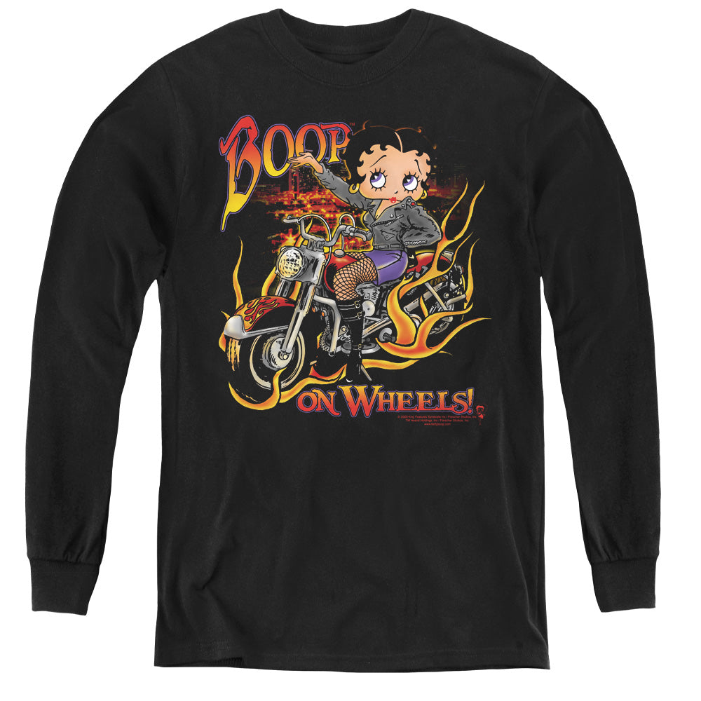 Betty Boop On Wheels Youth Long Sleeve T-Shirt