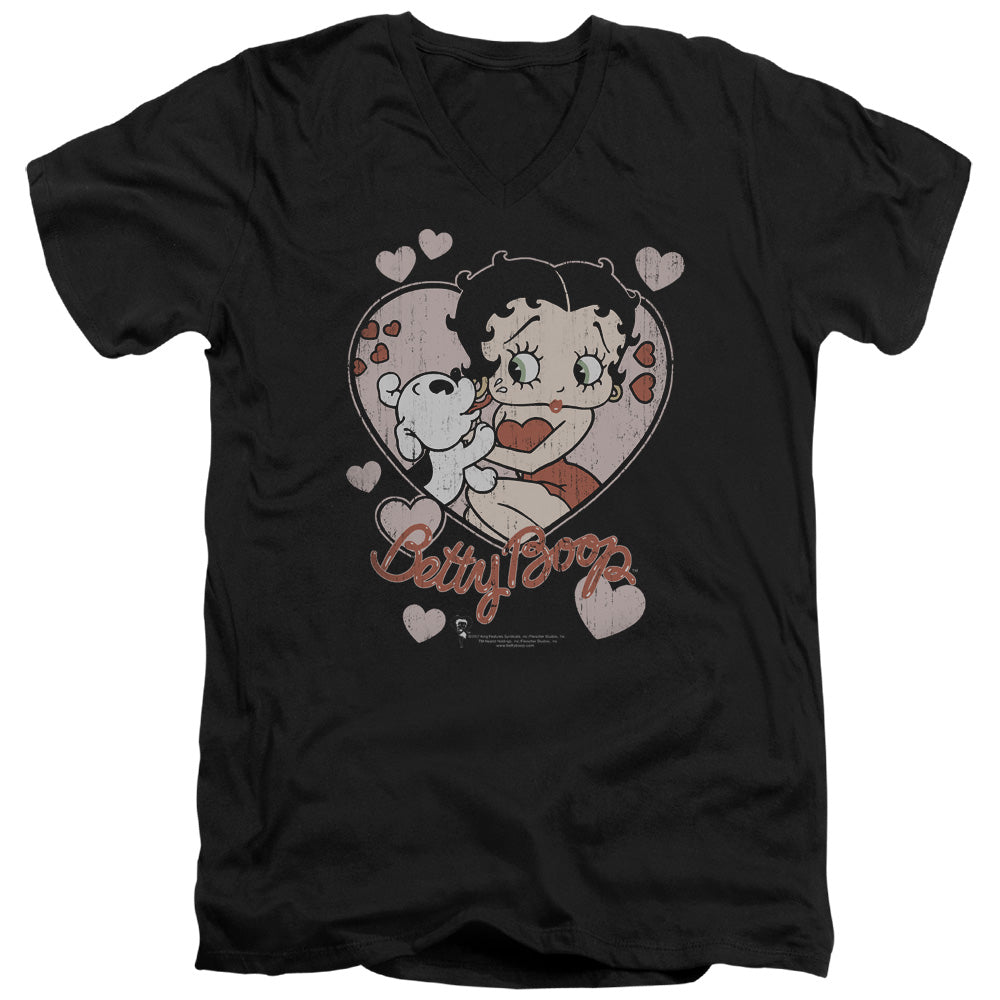 Betty Boop Classic Kiss Faded Heart V-Neck T-Shirt