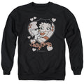 Betty Boop Classic Kiss Faded Heart Crewneck Sweatshirt