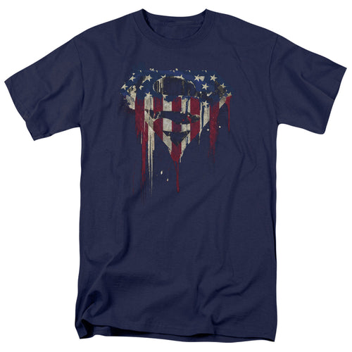 Superman Bleeding Shield Navy T-Shirt