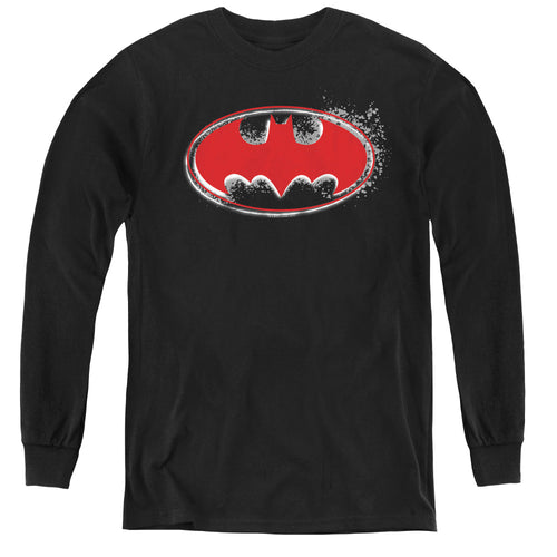Batman Hardcore Noir Bat Logo Youth Long Sleeve T-Shirt