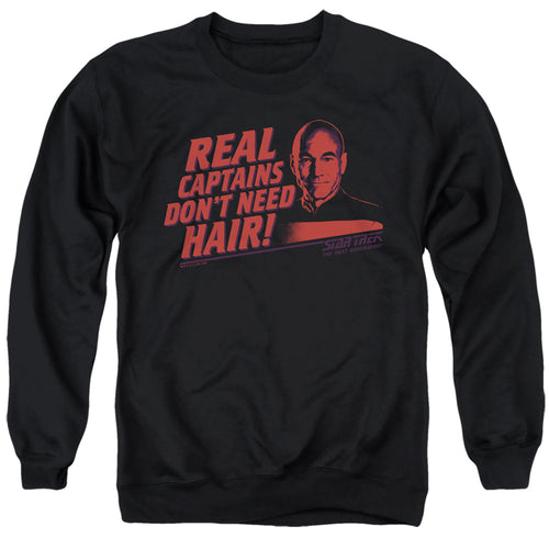 Star Trek Real Captains Don't Need Hair Crewneck Sweatshirt