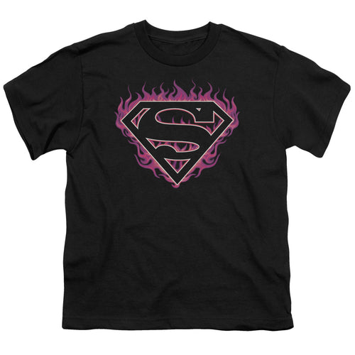 Superman Fuchsia Flames Outline Youth/Toddler T-Shirt