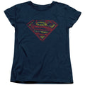 Superman S Shield Rough Navy Womens T-Shirt