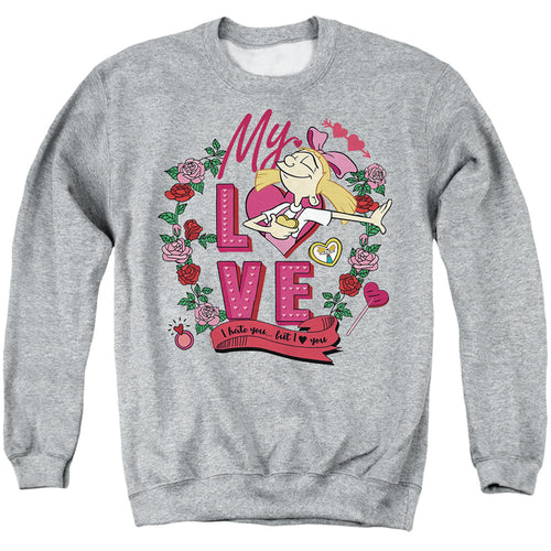 Hey Arnold Valentine'S Day Helga, I Hate You, But Love You Crewneck Sweatshirt