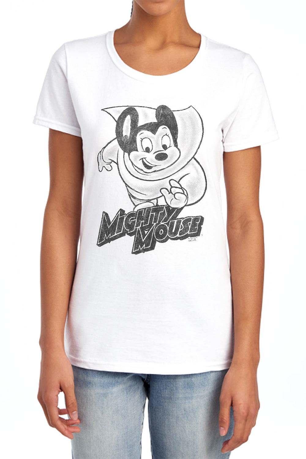 Mighty Mouse Mighty Sketch Womens T-Shirt