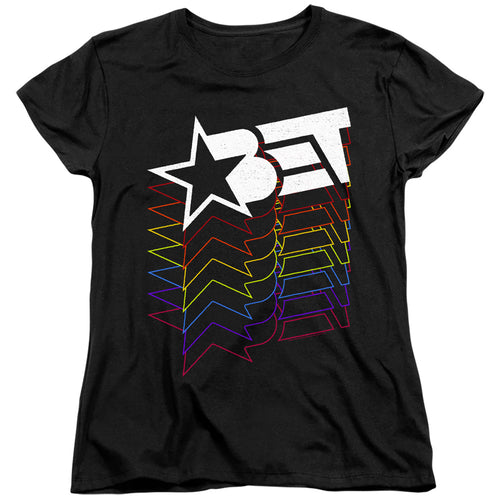 BET Cascading Rainbow Logo Womens T-Shirt