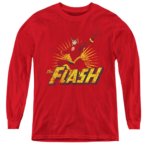 Justice League Flash Rough Distress Youth Long Sleeve T-Shirt