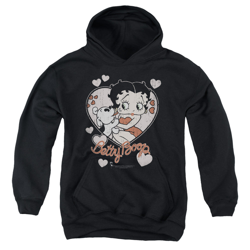 Betty Boop Classic Kiss Faded Heart Youth Hoodie