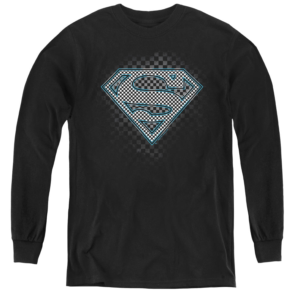 Superman Checkerboard Youth Long Sleeve T-Shirt