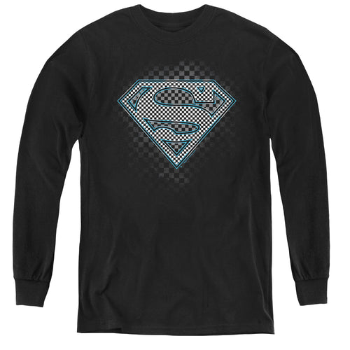 Superman Checkerboard Youth Long Sleeve T-Shirt