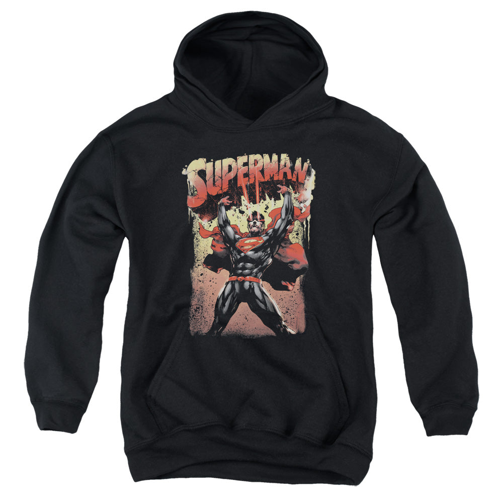 Superman Lift Up Black Youth Hoodie