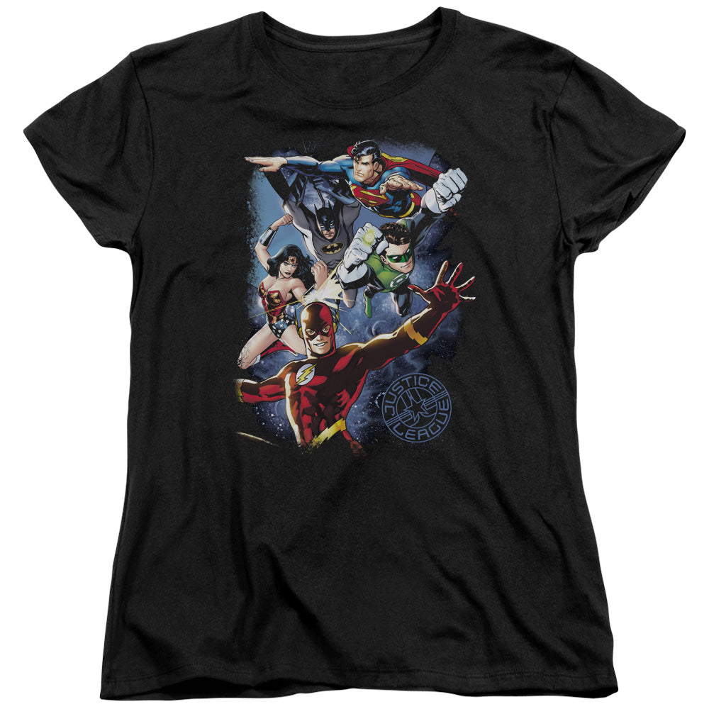 Justice League Galactic Attack Color Womens T-Shirt