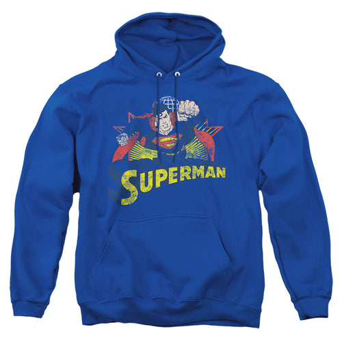 Justice League Superman Rough Distress Pullover Hoodie