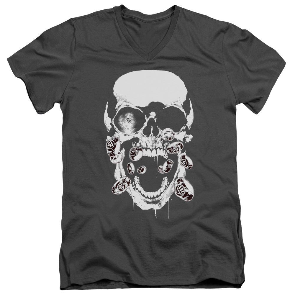 Green Lantern Black Lantern Skull V-Neck T-Shirt