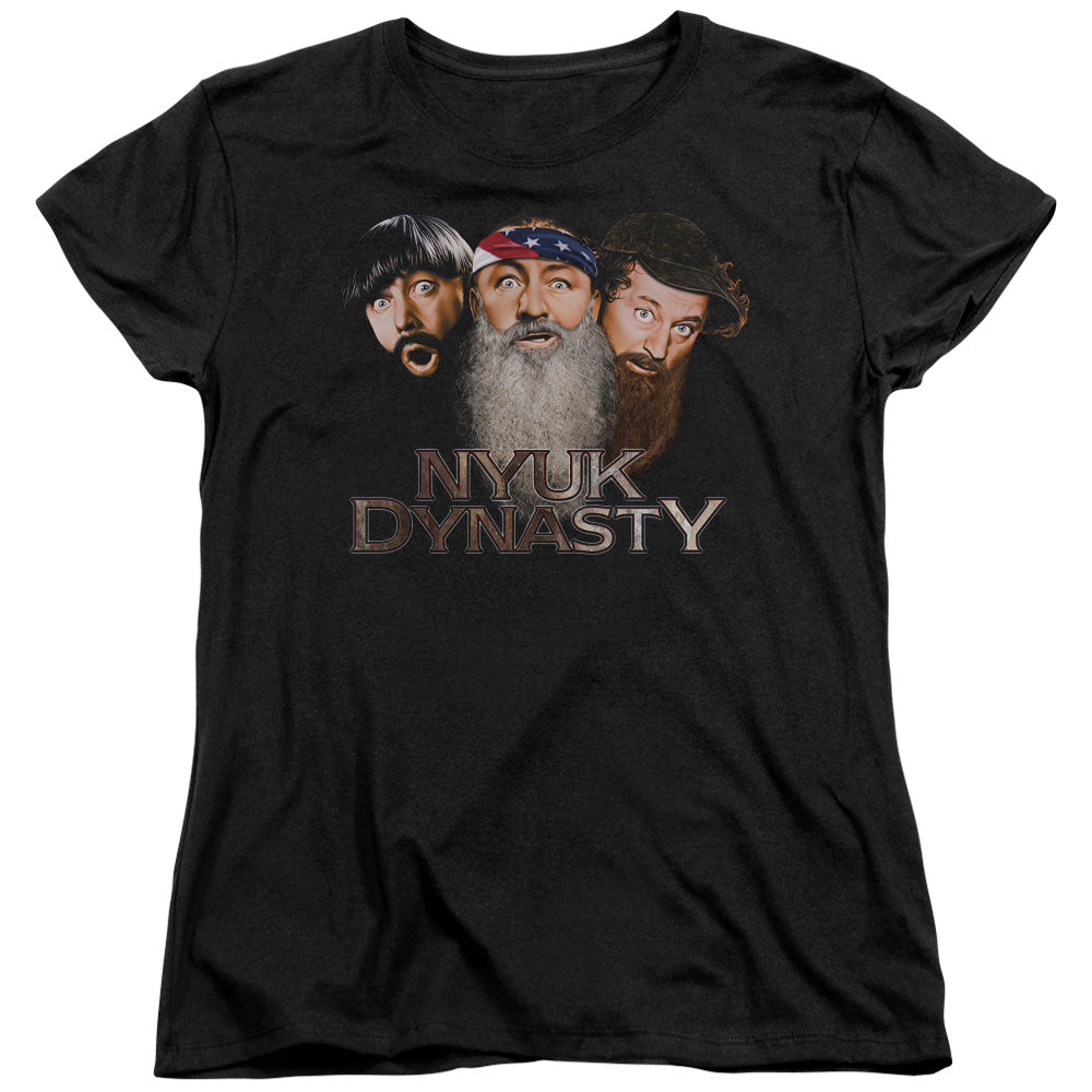 The Three Stooges Nyuk Dynasty Beards Womens T-Shirt