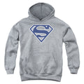 Superman Navy & White Shield Athletic Heather Youth Hoodie