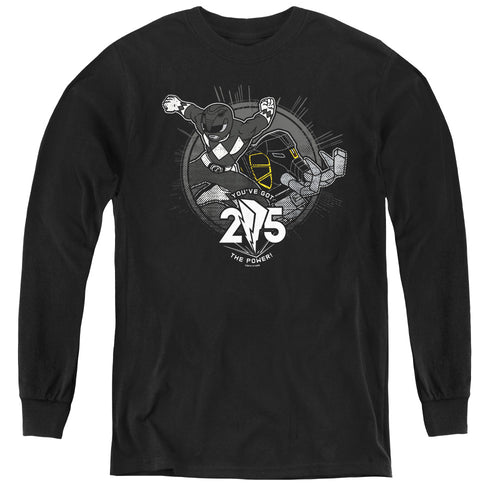 Mighty Morphin Power Rangers Black 25 Youth Long Sleeve T-Shirt
