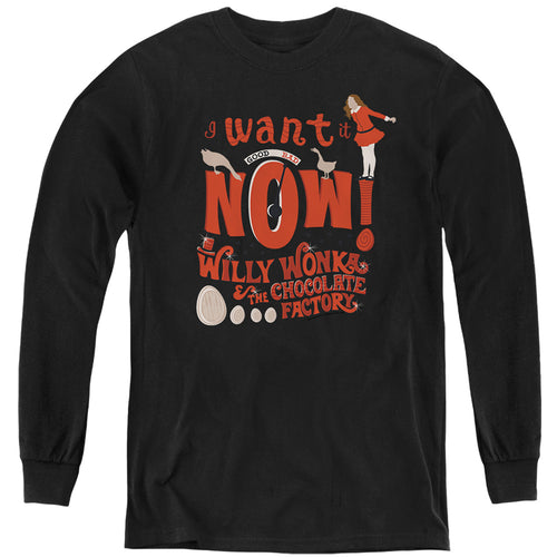 Willy Wonka & the Chocolate Factory I Want It Now Youth Long Sleeve T-Shirt