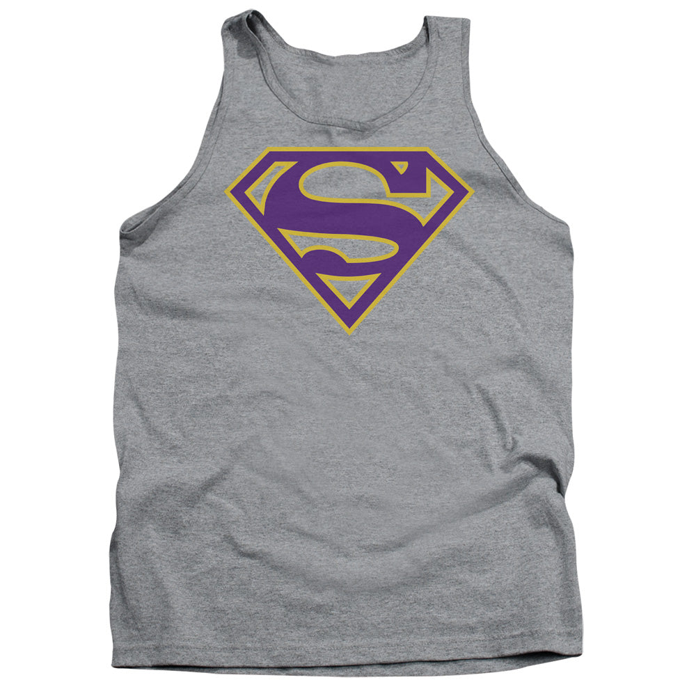 Superman Purple & Gold Shield Athletic Heather Tank Top
