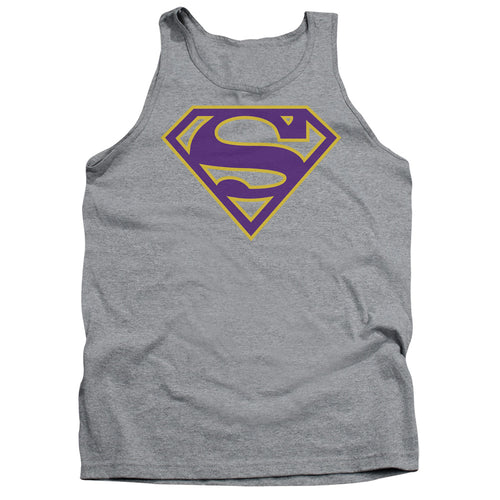 Superman Purple & Gold Shield Athletic Heather Tank Top