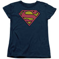Superman Distressed Shield Womens T-Shirt