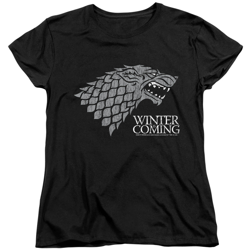 Game of Thrones Startk Winter Is Coming On Black Womens T-Shirt