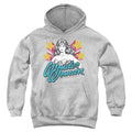 Wonder Woman Stance Script on Athletic Heather Youth Hoodie