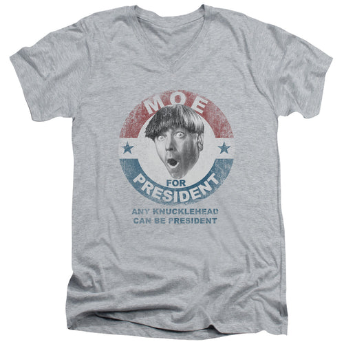 The Three Stooges Moe for President V-Neck T-Shirt