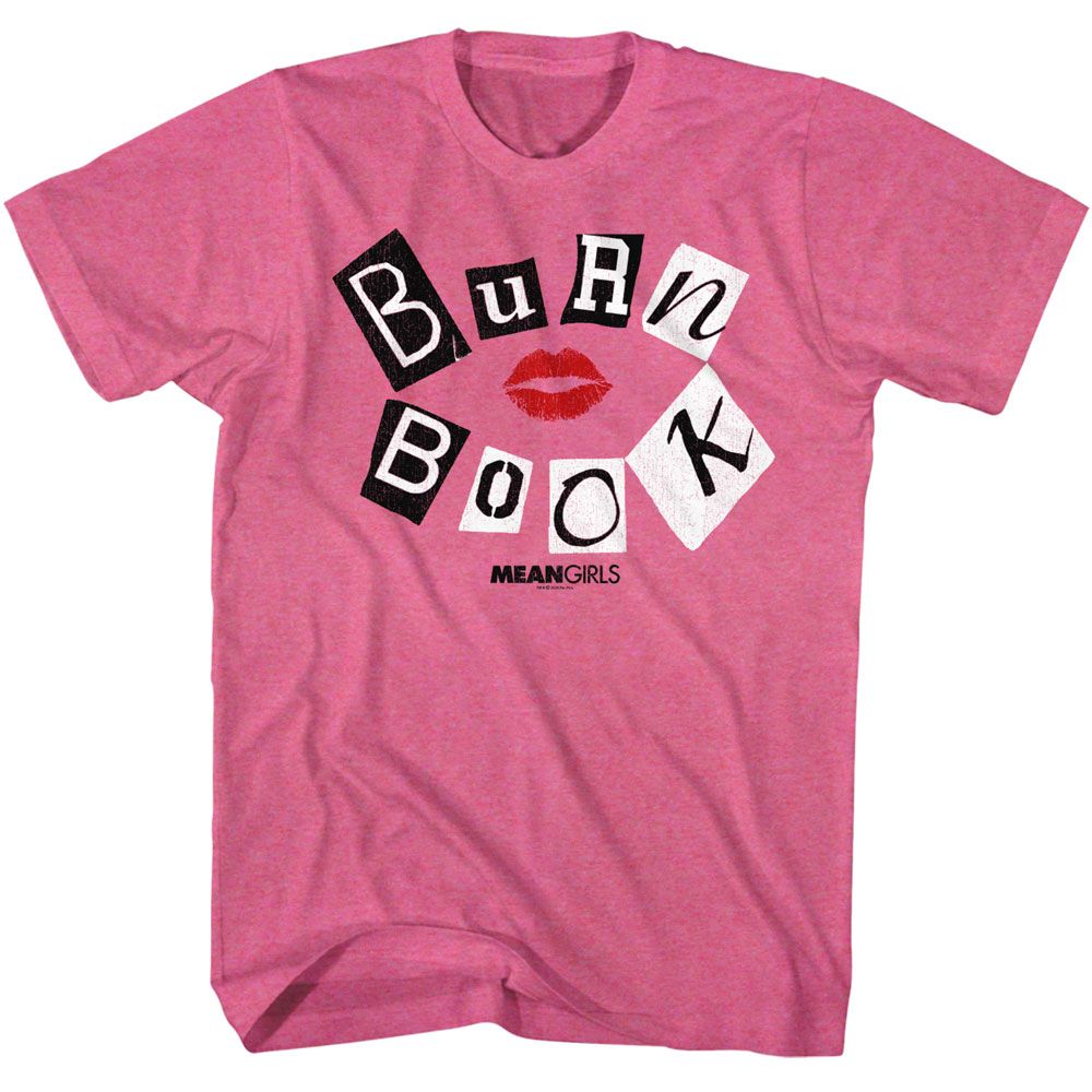 The Burn Book Mean Girls t-shirt in retro pink heather