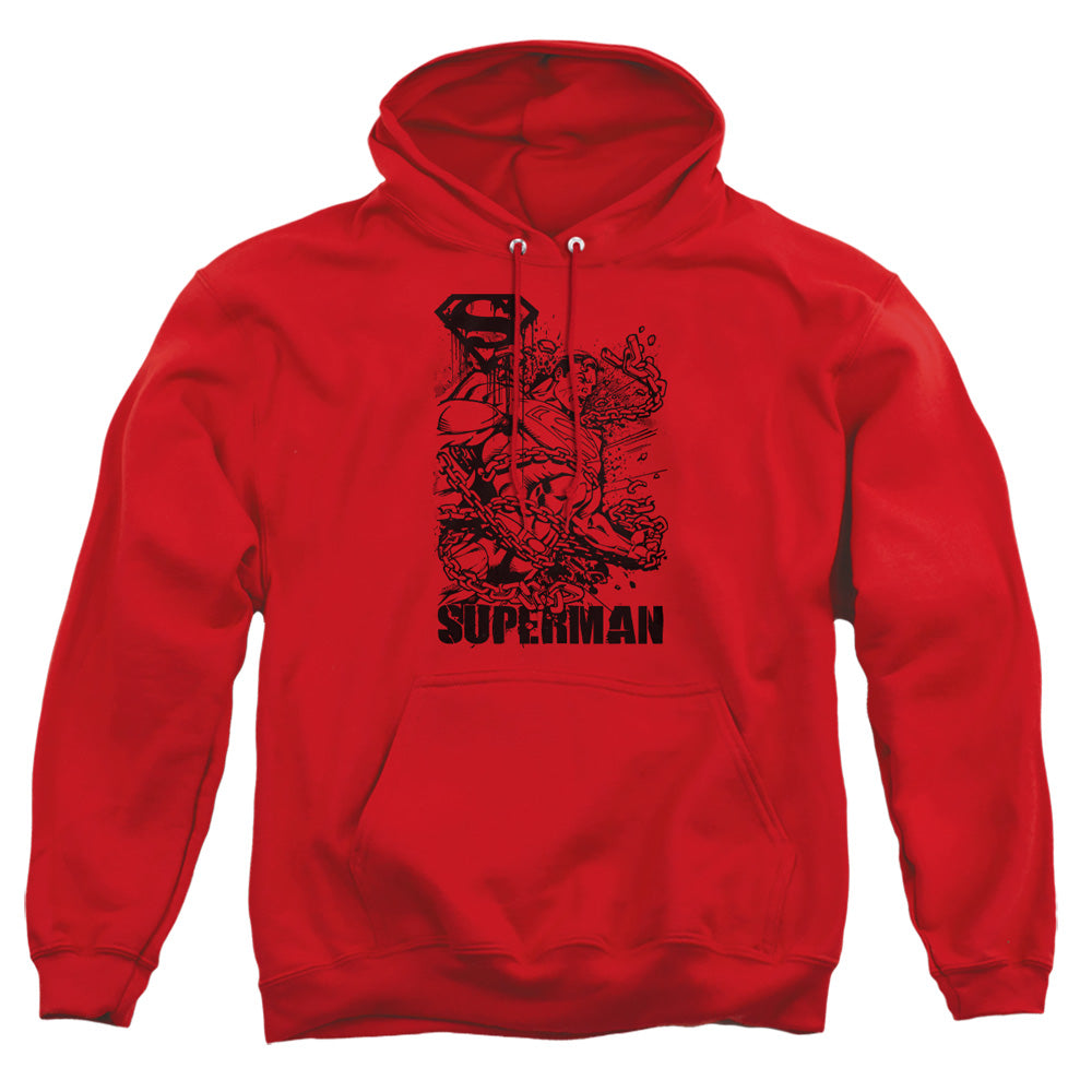 Superman Breaking Chains Line Art Pullover Hoodie