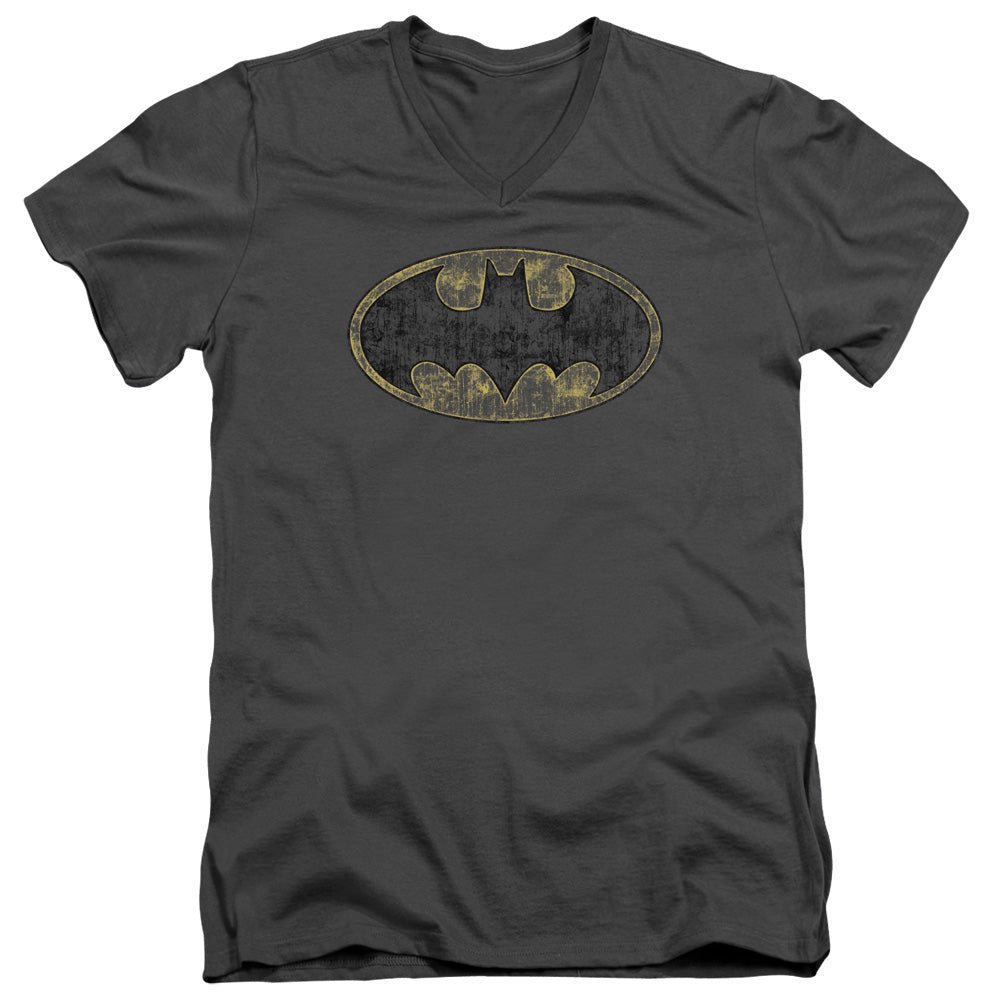 Batman Tattered Logo V-Neck T-Shirt