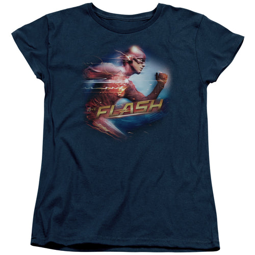 The Flash Fastest Man Navy Womens T-Shirt