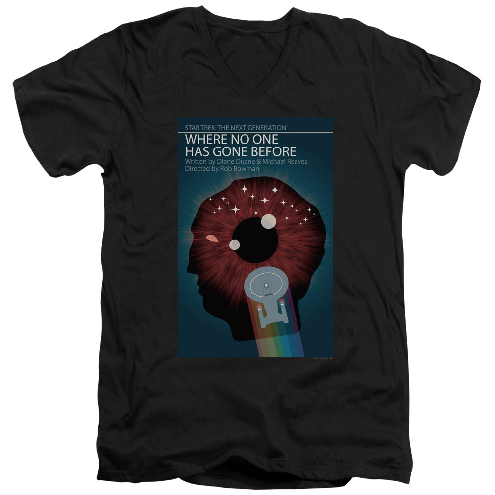 Star Trek Where No One Has Gone Before Black V-Neck T-Shirt