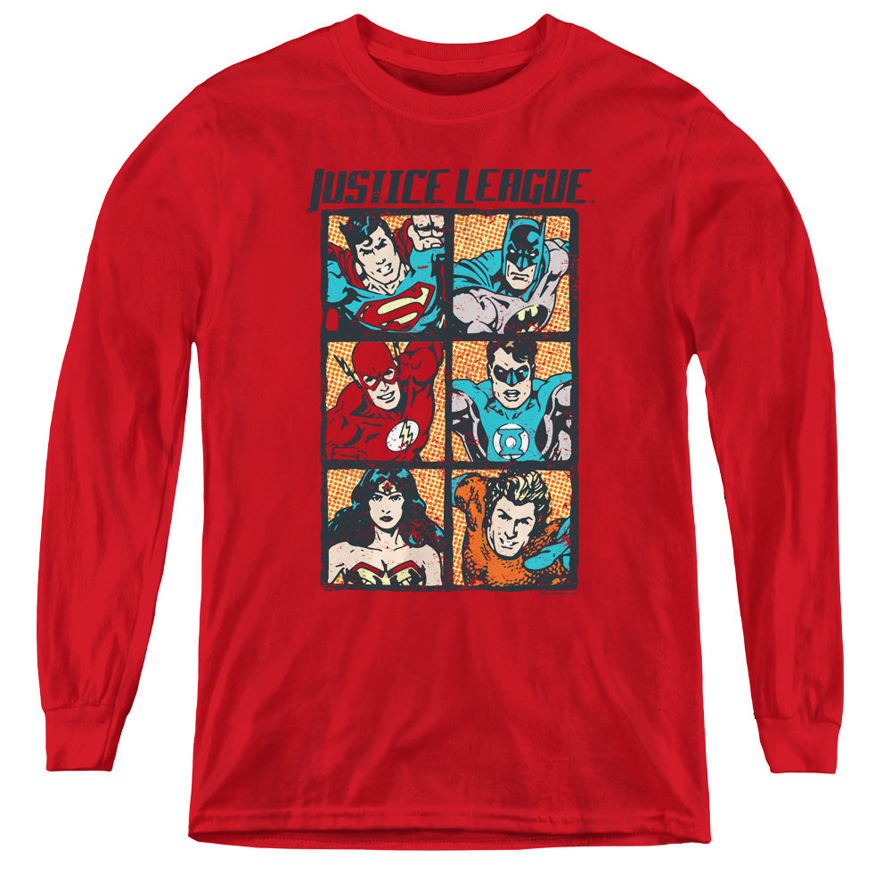 Justice League Rough Panels Youth Long Sleeve T-Shirt