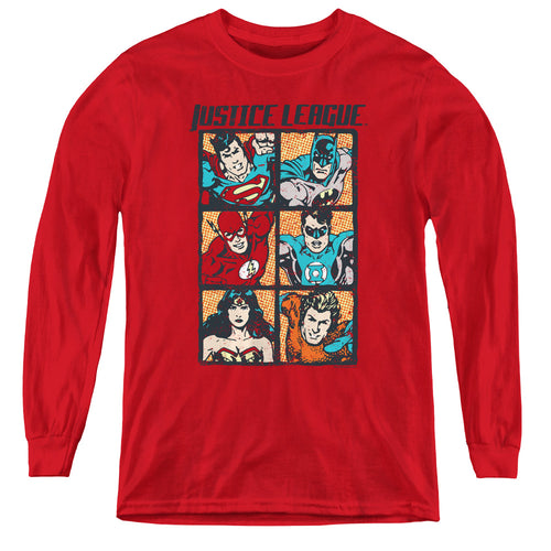 Justice League Rough Panels Youth Long Sleeve T-Shirt
